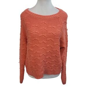 Sophie Rue Size S Coral Pink Dragonfly Knit Sweater Feminine Chic